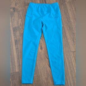 Layer 8 Teal Blue Womens Fleece Lined Leggings Side Pockets Size M
